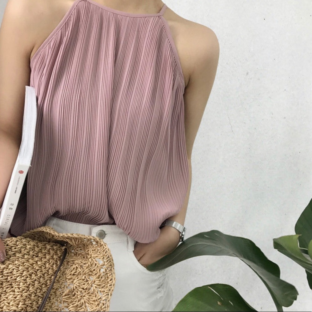 Halter Neck Flowy Textured Lavender Camisole